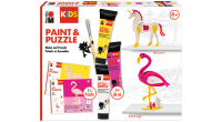 Zestaw farb Marabu KiDS Little Artist + drewniane puzzle 3D „Jednorożec” - art. 305000000111