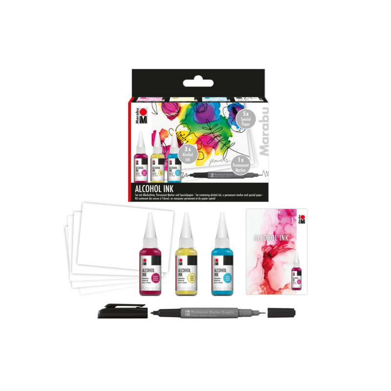 Zestaw tuszy alkoholowych Marabu ALCOHOL INK 3 x 20 ml - sklep dla plastyków gart.pl