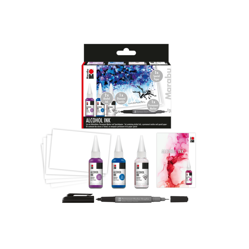 Zestaw tuszy alkoholowych Marabu ALCOHOL INK 3 x 20 ml - sklep dla plastyków gart.pl