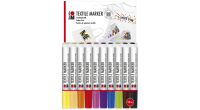 Marabu TEXTIL PAINTER zestaw 10 markerów do jasnych tkanin 1-3 mm