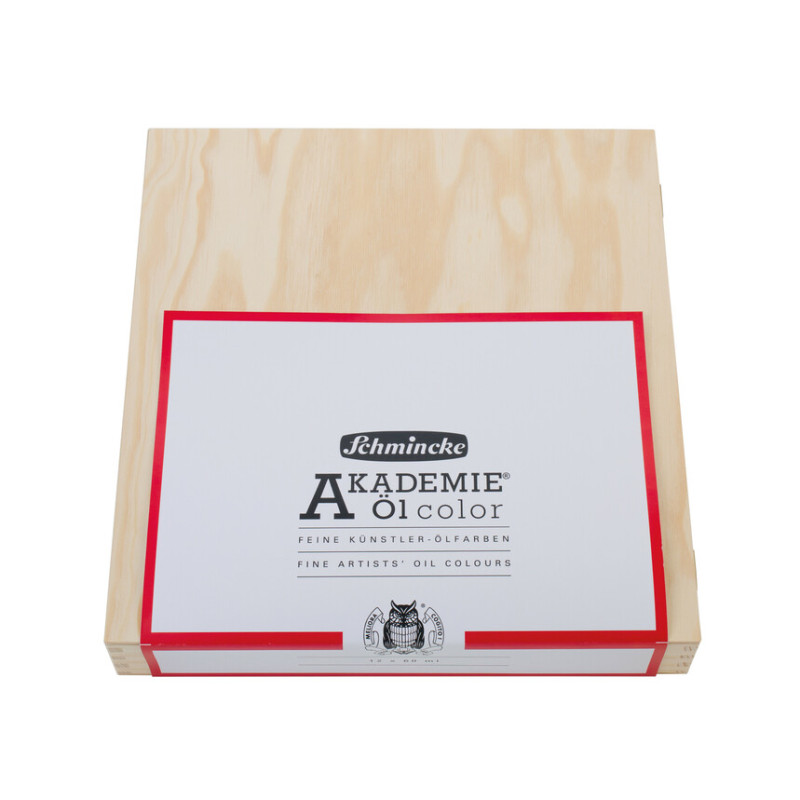 Komplet farb olejnych 12x60 ml Schmincke Akademie Oil  drewniana kaseta - art. 79112097