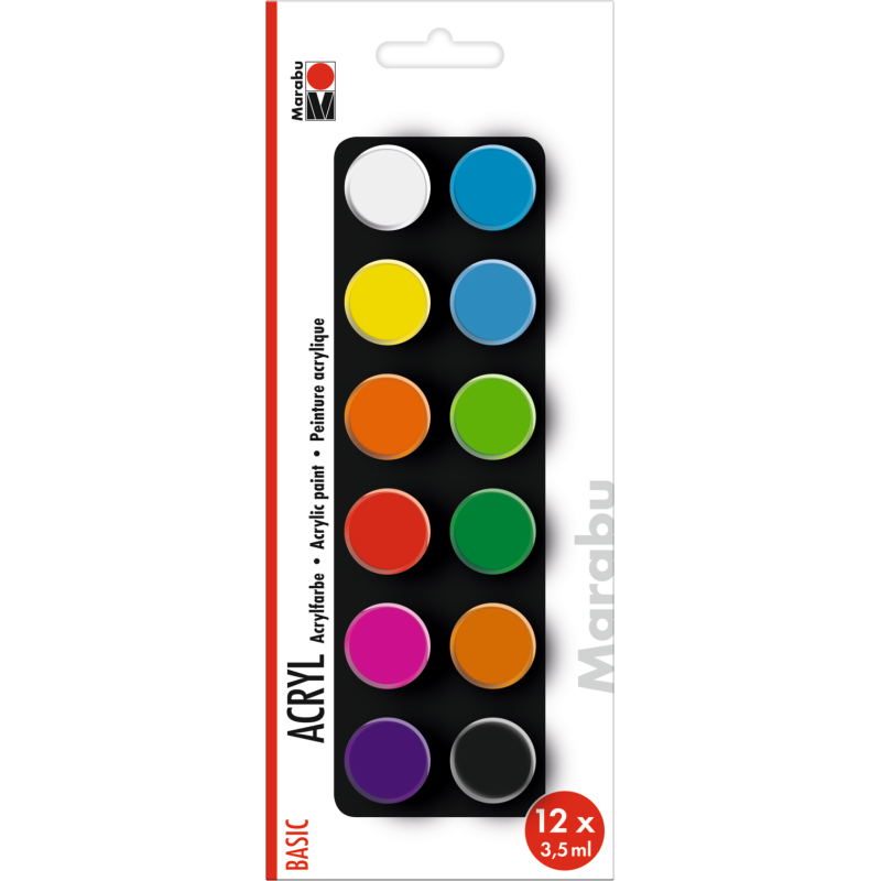 Komplet farb akrylowych Marabu ACRYL 12x3,5ml - BASIC