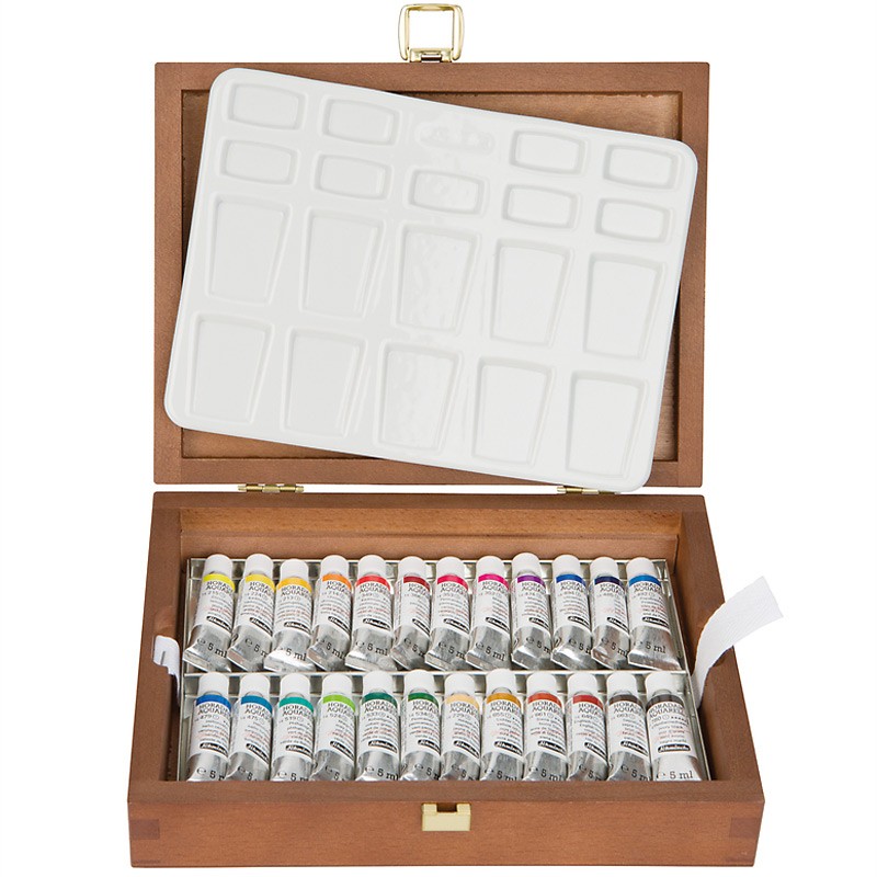 Komplet akwareli Schmincke Horadam 24 tubki po 5 ml w drewnianej kasecie - gart.pl
