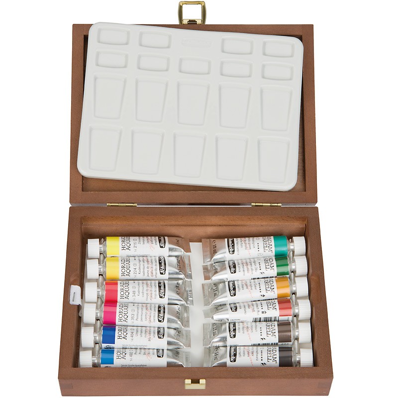 Komplet akwareli Schmincke Horadam 12 tubek po 15 ml + porcelanowa paleta - gart.pl