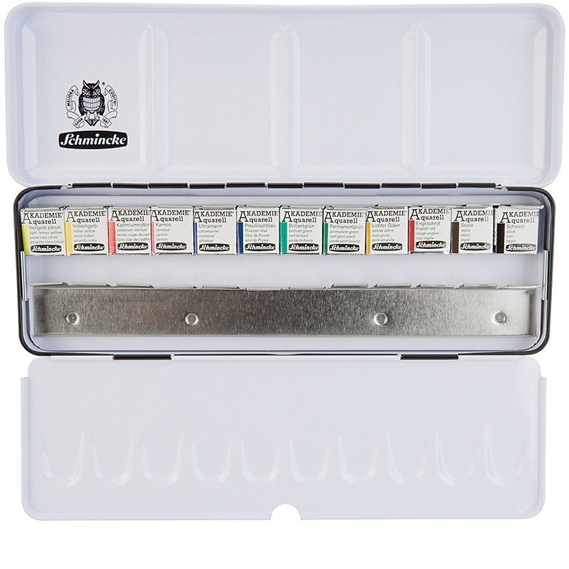 Komplet akwareli AKADEMIE 12 x 1/2 kostek w metalowej kasecie - art. 75412097