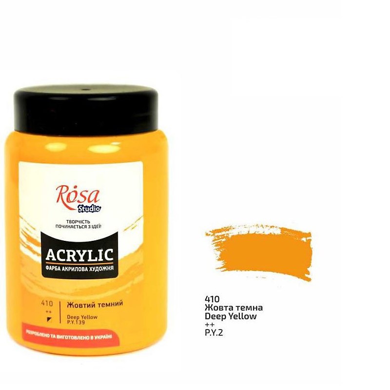 farba akrylowa Rosa STUDIO nr 410 Deep Yellow - sklep dla plastyków gart.pl